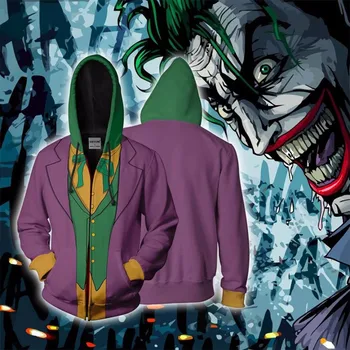 Vīriešu, Sieviešu Tops Pelēkā Vārna Sporta Krekls Filmu Joker Cosplay Kostīmu Klauns Jaka Mēteļi
