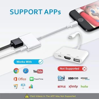 Zibens OTG HDMI Adapteris, USB Kameras Sinhronizācijas Ekrāna Pārveidotājs iOS13 iPhone iPad, lai TV Adaptador Atbalsta U Diska Tastatūras