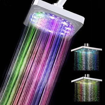 Krāsains LED Kvadrātveida Lietus Dušas Galvas Spary Gaismas Sprinkleru Vannas istabas Sienas Uzstādīta Vannas istaba Rīku Led Showerhead Dropship