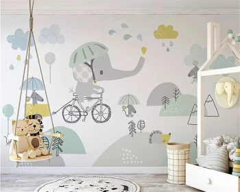 Beibehang Pasūtījuma lielums Eco 3d tapetes cute elephant velosipēdu kāmis mākonis bērnu fona papel de parede wall papers mājas dekoru