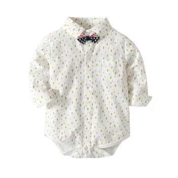 Baby Boy Baby Romper Onesie Kaklasaiti+ Krekls Ar Garām Piedurknēm Kombinezonus Bērniem Kokvilnas Zēnu Drēbes Džentlmenis Puse Apģērbi