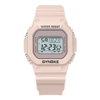 SYNOKE 9 Krāsas Balta Pārredzamu Unisex Watch PU Siksniņu, Kalendārs, Modinātājs Japāņu Akumulatora Pulksteņi Ciparu LED Skatīties Dāvanu