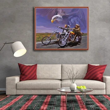 Motociklu, Moto Karikatūra Kovboju OUYIJIA 5D DIY Dimanta Pilnu Kvadrātveida Attēlu Rhinestone Izšūšanas darbi ar Dimanta Mozaīkas Pārdošanai