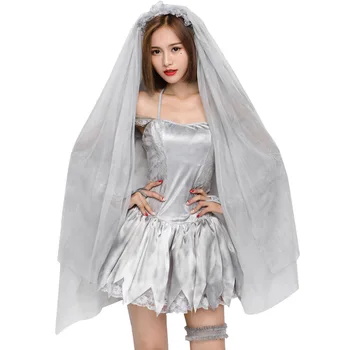 Sieviete Garo Plīvuru Gara Līgava Līķis Vampīru, Raganu Kleita Cosplay Kostīmi Halloween Puse Karnevāls DS Clubwear