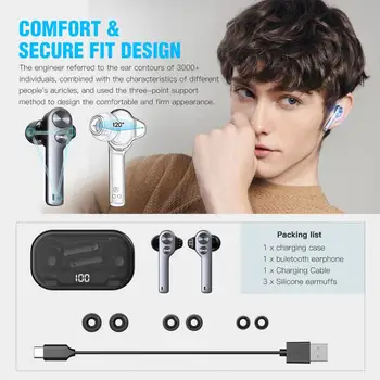 LYMOC Dubultā Dinamisku Bezvadu Austiņas Bluetooth 5.0 Austiņas TWS in-Ear Stereo Auriculares Dubultā Trokšņa Slāpēšanas Mikrofons