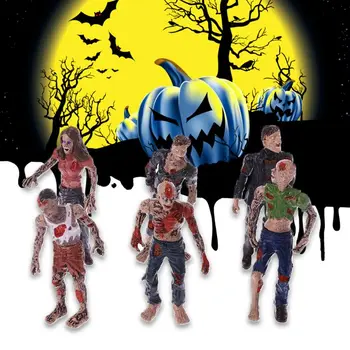 6Pcs Pastaigu Līķu Modelis Terora Zombijiem Bērni Bērniem Rīcības Attēls Rotaļlietas, Lelles Halloween Dekoru Figūriņas