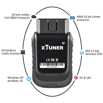 XTUNER E3 Automašīnu Diagnostikas Rīks V11.6 Pilnīga Sistēma, WIFI, Auto Diagnostika obd2 skeneris, ABS, SRS Airbag ODB Diagnostikas Skeneris Auto