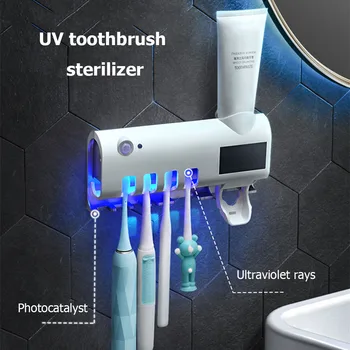 2 in 1 Gaismas Ultravioleto zobu Suka Sterilizer zobu Suku Turētājs Automātiskā Zobu pastai, kas Squeezers Dozatoru Mājas Vannas istaba, kas izveidota