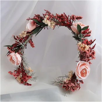 Jaunu Morinda skaistu arbūzs red stumbrs vainags ziedu līgava kāzu ziedu radošās foto modelēšanas līgavas galvassegu
