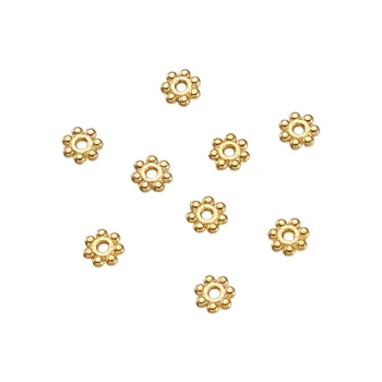 500pc Tibetas stilā Zelta Ziedu Krelles Starplikas DIY Aproces, Auskari, Rotaslietas Pieņemšanas Lead Free & Kadmija Bezmaksas 4x1.5mm;Caurums: 1mm
