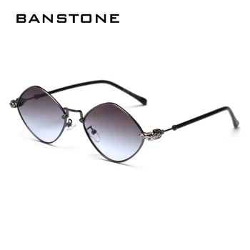 BANSTONE Mazo Metāla Rāmis Rhombic Saulesbrilles, Vīriešu un Sieviešu Modes Toņos UV400 Vintage Brilles