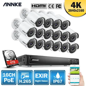 ANNKE 16CH 4K Ultra HD POE Tīkla Video Drošības Sistēmu, 8MP, H. 265+ VRR Ar 16pcs 8MP 30m EXIR Nakts Redzamības Āra IP Kameras