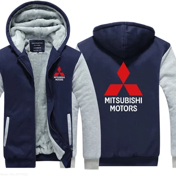 Ziemas Vīriešu Ikdienas Mitsubishi sporta krekls Vilnas rāvējslēdzēju hoodies mētelis Vīrietis jaunu ieradās jakas
