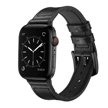 Ādas band Apple pulksteņu siksniņas 40mm 42mm 38mm Īstas Ādas jostas+gumijas watchband aproce iWatch sērija 6 SE 5 4 3 44MM