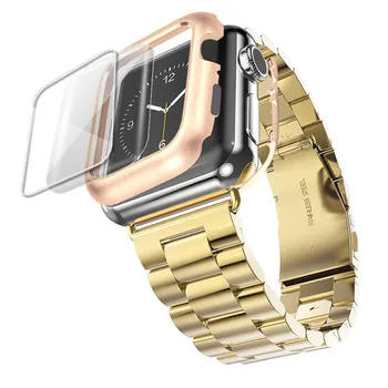Nerūsējošā Tērauda lietā,+Siksna Apple Skatīties joslas 44mm/40mm iwatch band 42mm/38mm Aproce watchband apple skatīties series 5 4 3