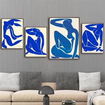 Slavenā Blue Pliks Cavans Glezna, Anrī Matiss Plakāti un Izdrukas Sienas Mākslas Ainu, viesistaba, Mājas Apdare Cuadros
