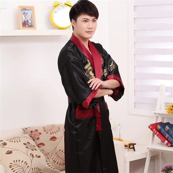 Āzijas Japāņu Kimono Izšuvumi Tradicionālā Ķīniešu Jaunais Gads Pūķa Gara Mantija, Satin Zīda Tang Uzvalks Vintage Apģērbi