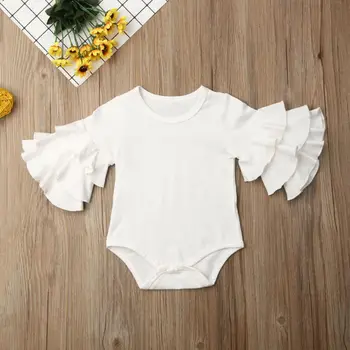 Pudcoco Jaundzimušais Meiteņu Drēbes Slāņi Savirmot garām Piedurknēm Bodysuit 2020 
