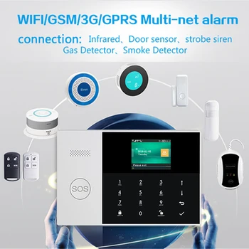 3G, WIFI, Mājās, Apsardzes Signalizācijas Sistēma APP Kontroles Ar Krāsu Ekrāna Valodās Ieslēdzamas apsardzes pakalpojumi, Apsardzes Signalizācijas Sistēma,