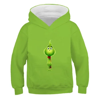 Karikatūra zaļā greenge bērnu siltā jaka 3D iespiesti pelēkā vārna Zēni / Meitenes Krekls plīša jaunu modes Krekls top