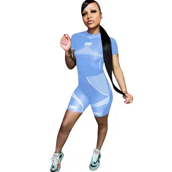 Modes Sieviešu Fitnesa Treniņu Šorti Komplekti divdaļīga Iespiests T Krekls Sexy Sporta Velosipēds Komplekti Saspringts Bikses Īstenot Treniņtērpi 2020