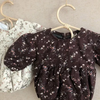 Rudens un Ziemas Bērnu Vintage Ziedu Bodysuits Baby Girl Slīpēšana Ziedu ārā Lien Drēbes mazulim meitene rudenī drēbes