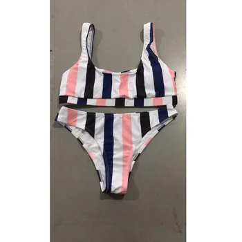 Brazīlijas Bikini Komplekts 2018 Sexy Svītrainām Bikini Sievietēm Peldēt Valkāt Peldkostīms Sieviešu Crop Topi, Peldkostīmi Sieviete Ar Zemu Vidukļa Peldkostīmu