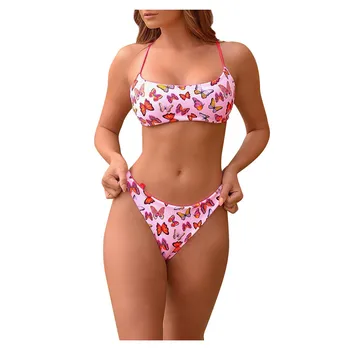 Kawaii Drukāšanas Sieviešu Drukāt Push-Up Polsterējumu Beach Bikini Komplekts Peldkostīmu Beachwear Peldkostīmi kostīmu da bagno 30D12