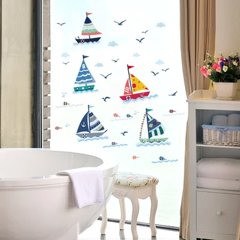 Zs Uzlīmes 70*130 cm ūdensizturīgs sienas uzlīmes, laivu mājas dekoru jahtu sienas decal vannas istabas sienas bērniem vannas istaba