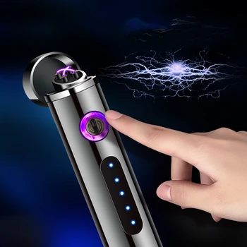 Mini Jaunu Dubultu Loka Screem Parādītu pirkstu Nospiedumu Pretvēja Šķiltavas USB Papildināt Mazo Metāla Elektriskās Šķiltavas