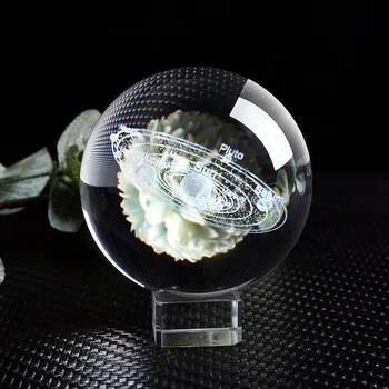Lāzera Iegravēts Saules Sistēmas Bumbu 3D Miniatūrā Planētas Modelis Jomā Kristāla Bumbu Home Decoration Accessories Decoracion Hogar