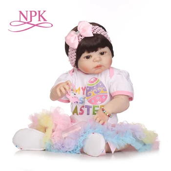 NPK silikona pilna ķermeņa atdzimis lelles reāli roku darbs bērnu lelles meitene modes bērniem rotaļlietas Ūdensizturīgs Boneca Modeļa Dzimšanas dienas Dāvanas