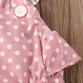 Zīdaiņu meitene polka punktiņi savirmot bez piedurknēm bodysuit bērnu jaundzimušo meitene ķermeņa uzvalks bebe