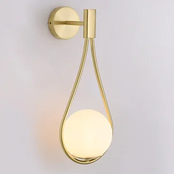 Ziemeļvalstu Melnā zelta sienas lampa balta stikla ēnā guļamistabas Gultas Restorāns Eju Sienas Sconce vannas istabu iekštelpu apgaismes ķermeņi