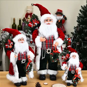 Jauno Lielo Santa Claus Lelle Priecīgus Ziemassvētku Rotājumi Mājās Bērnu Jaunais Gads Rotaļlietu Dāvanu Navidad Natal Dekoru Grupa Krājumi