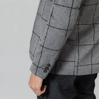 SIMWOOD 2020. gada pavasarī ziemas jaunu gadījuma bleizeri vīriešu modes pleds piemērots jaka vilnas maisījums Pārbauda, mēteļi plus lieluma outwear SI980660