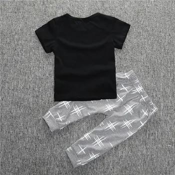 Zīdaiņu Apģērbu Komplekts Zēns Zīdaiņu Apģērbu Komplekts Īsām Piedurknēm T-Krekls, Bikses Komplekts, 2 Kokvilnas Vēstuli Ins Stila K1