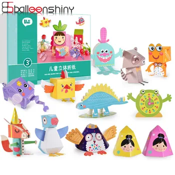 Balleenshiny 12PCS DIY Izglītības Origami Papīra Griešana Grāmatu Amatniecības Bērnu rokām Darinātas Rotaļlietas Bērnudārza Fun Puzzle Bērnu Bērniem Dāvanas