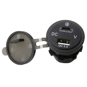 USB Automašīnas Lādētājs 12V 24V C Tipa PD QC 3.0 USB Lādētāju, LED Voltmetrs Strāvas Adapteris Smart Tālrunis, Tablete Laivu, Motociklu