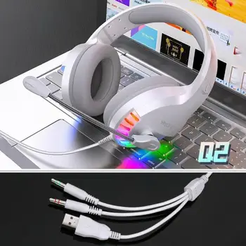 Dual Režīmā Barošanas Vadu Spēļu Austiņas Trokšņu Samazināšanas Stereo Surround LED Gaismas Austiņas Ar Mic PC portatīvie datori