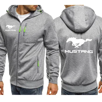 Vīriešu Hoodies Mustangs Auto Logo Drukāt sporta Krekls Pavasara Rudens Modes Vīrieši pelēkā vārna augstas kvalitātes kokvilnas Vīriešu sporta Krekls jaka