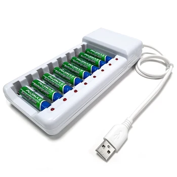 PUJIMAX USB Izeja 8 Slots Ātra Uzlāde, Akumulatora Lādētājs īssavienojumu Aizsardzība piemērots AAA/AA Uzlādējamas Baterijas Rīki
