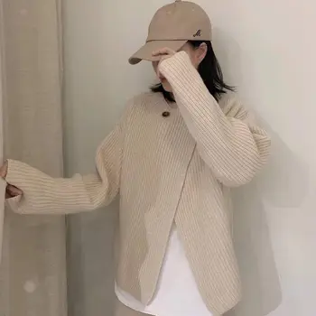 LANMREM elegants o-veida kakla divas pogas Rudens jauns džemperis sieviešu zaudēt ārējā valkāt siltu jaku mētelis sieviešu trikotāžas apģērbu 2A1008