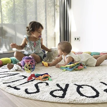 Apaļš Baby Spēlēt Mat Tapete Infantil Playmat Bērniem Paklāju Kokvilnas Bērnu Spēles Darbība, Paklāji un Paklāju ar Burtiem, Rotaļlietas Bērniem 120cm