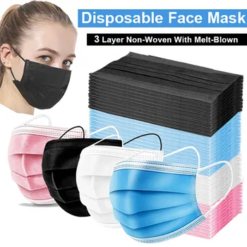 Vienreiz Mutes Maska, 3 Slāņi, Melnā Sejas Maskas Anti-Putekļu Mutes, Sejas Maska маска для лица mascarillas higienicas homologadas