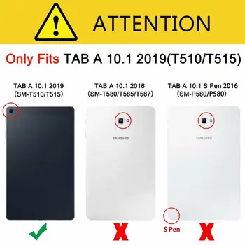 Pu Leather Case for Samsung Galaxy Tab 2019 SM-T510 SM-T515 T510 T515 Tablete segtu Stāvēt Gadījumā Tab 10.1
