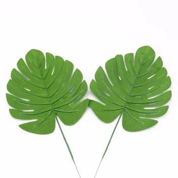 50gab 2Kind Lielu Mākslīgo Viltus Monstera Palmu koku Lapas Zaļas Plastmasas Leaf Kāzu DIY Apdare Lēti Ziediem, Lapām, Augu