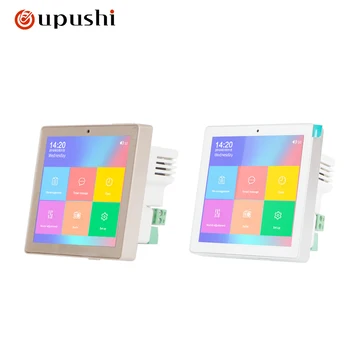 Oupushi Smart Home Audio Sistēma Mūzikas Atskaņotājs 4inch Mini Touch Ekrāns, Bezvadu Bluetooth Sienas Pastiprinātājs ar FM Radio,USB