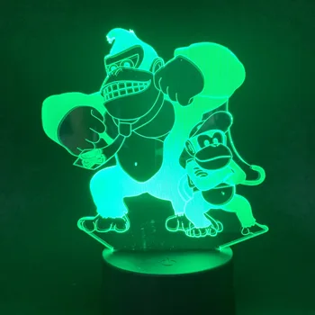 Led Nakts Gaisma Donkey Kong 3D Lampas Touch Sensors Miega Nakts Gaisma Bērniem Krāsu Maiņa Iekštelpu Bērniem Spēles Nightlights