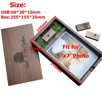 Jaunu koka photo album box (Izdrukas 5*7 collu) USB 3.0 flash pendrive DIY iegravēts LOGO kāzu atmiņas photography studio